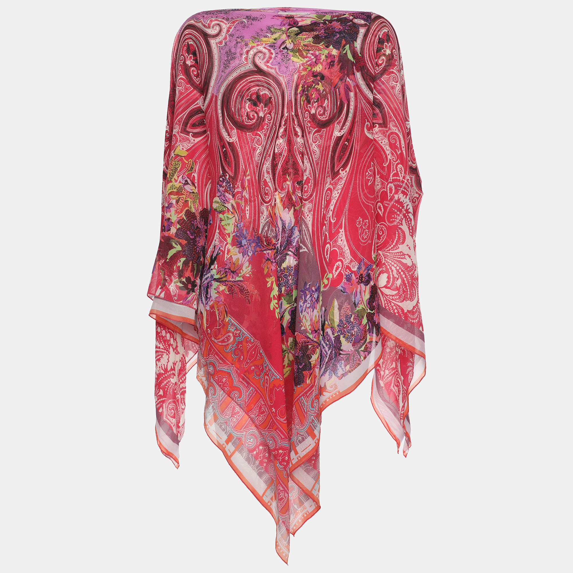 Pre Owned Etro Multicolor Paisley Print Chiffon Cape ONE SIZE