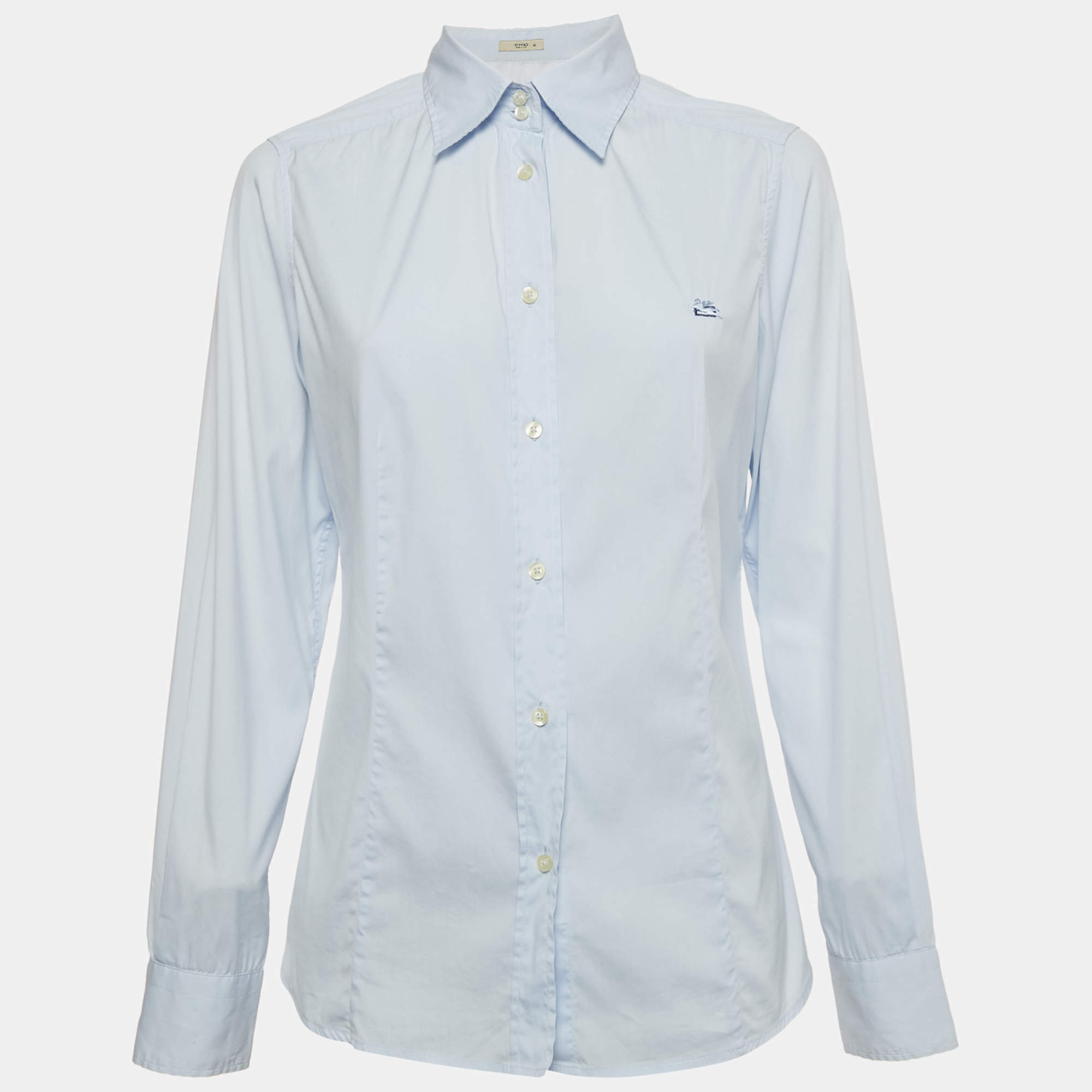 Pre Owned Etro Blue Cotton Long Sleeve Shirt M
