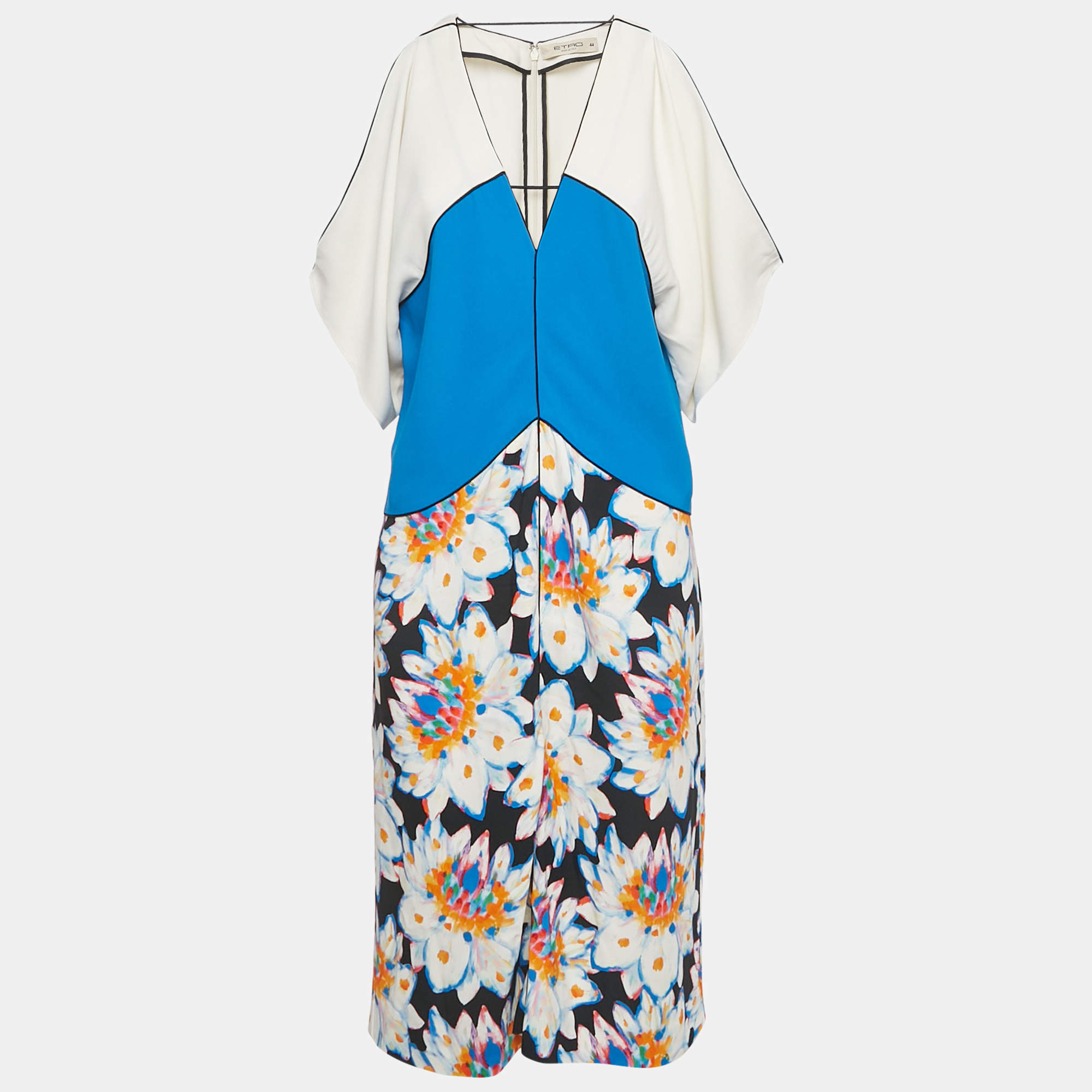Pre Owned Etro Multicolor Printed Crepe Cut-Out Detail Midi Dress M
