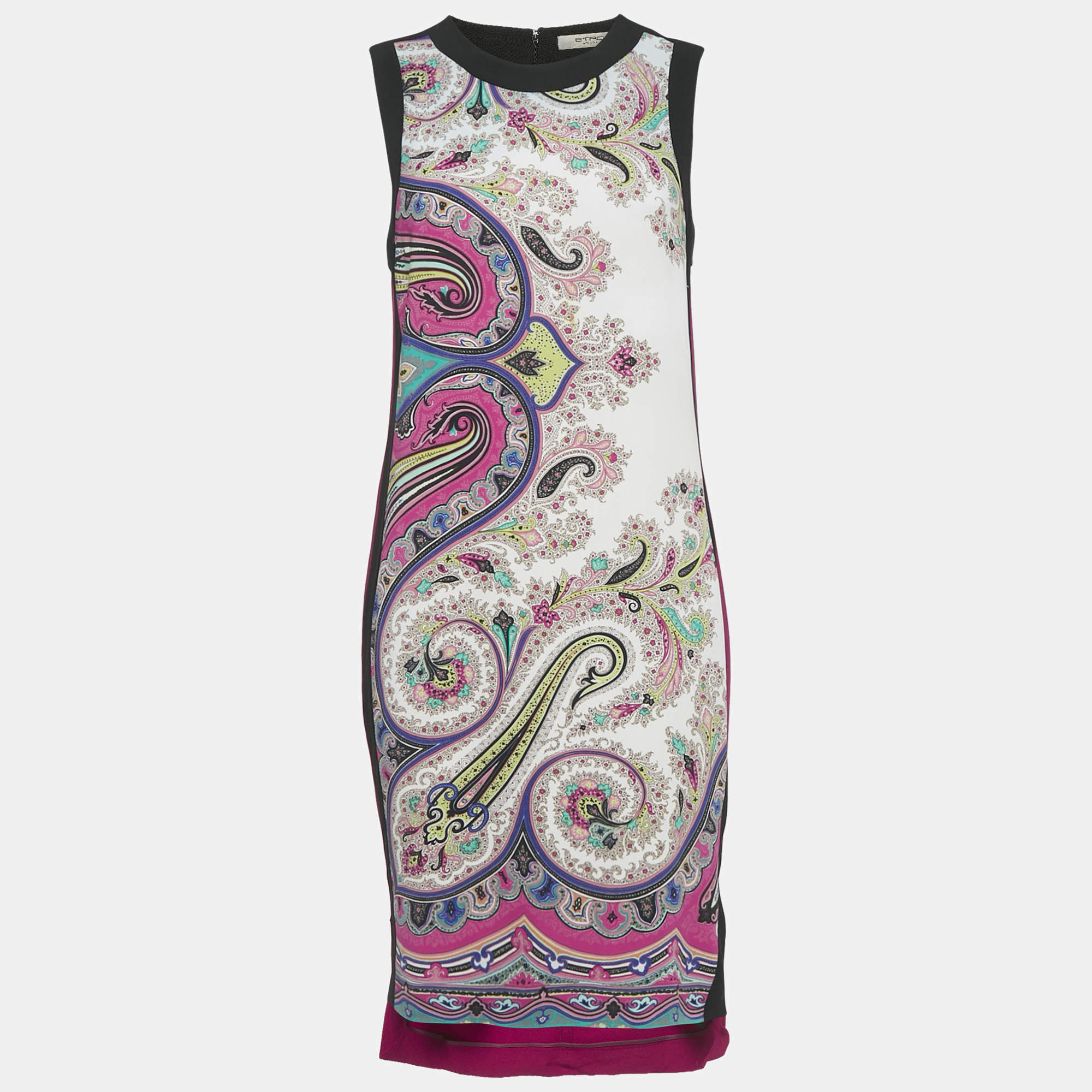 Pre Owned Etro Multicolor Paisley Print Crepe Sleeveless Midi Dress M