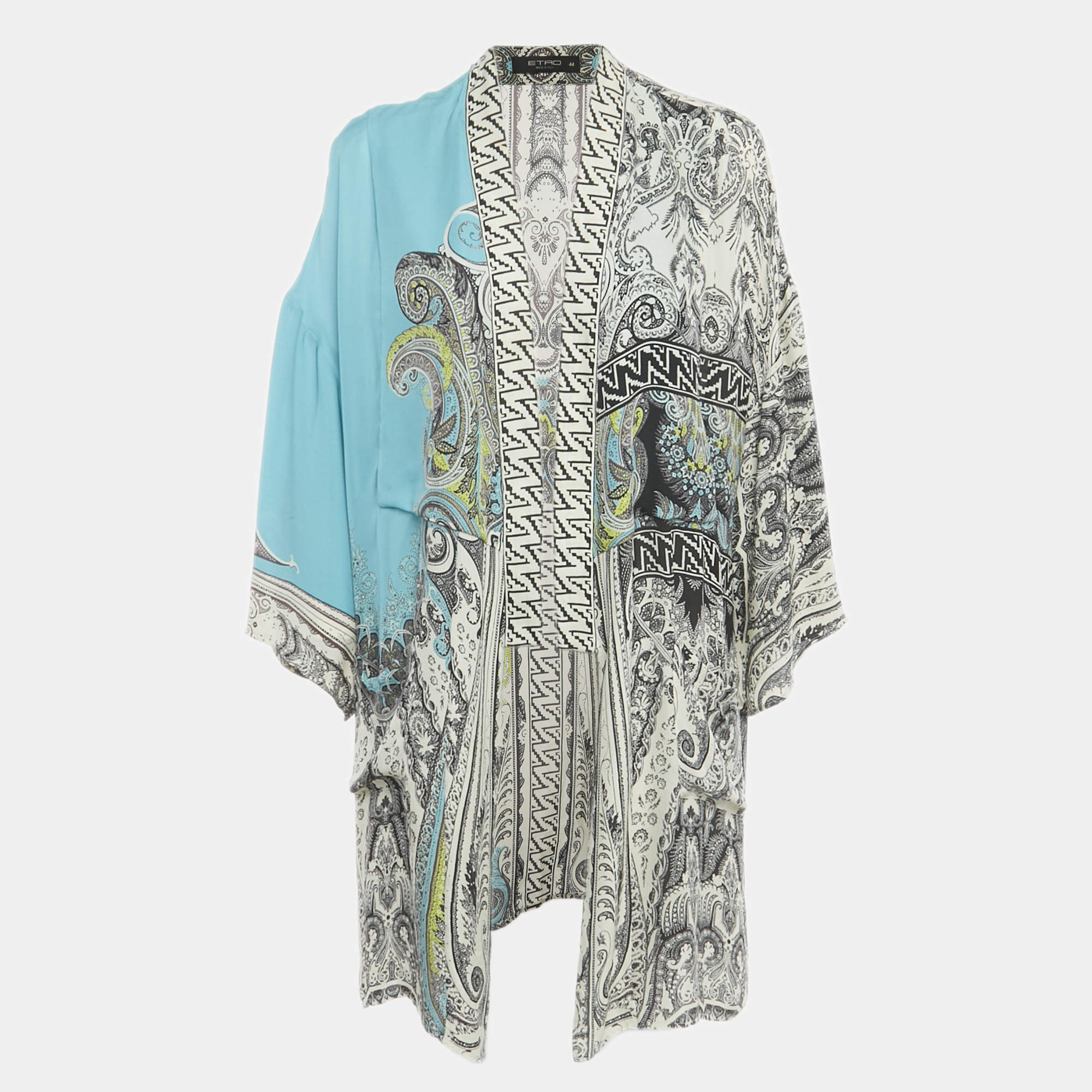 Pre Owned Etro Multicolor Paisley Print Silk Coat M