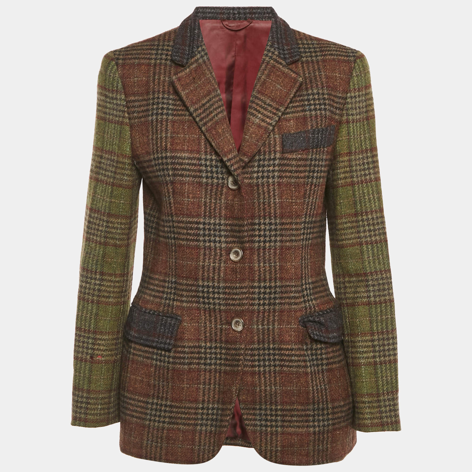 Pre Owned Etro Multicolor Wool Houndstooth Pattern Blazer M
