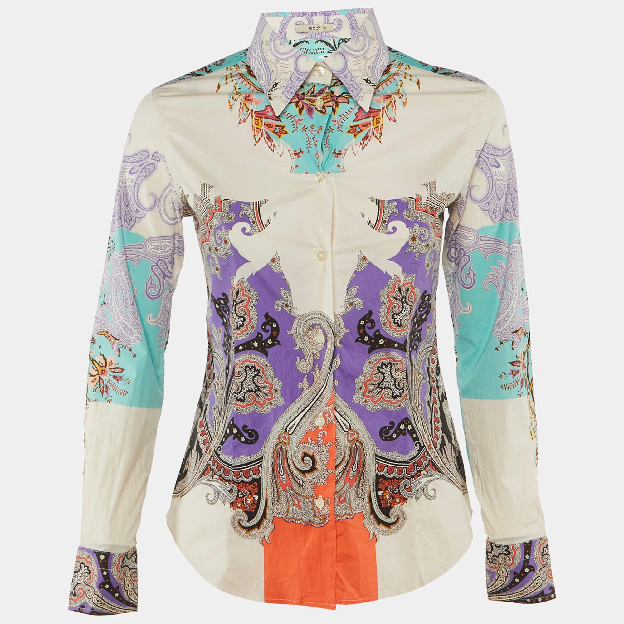 Pre Owned Etro Multicolor Paisley Print Cotton Long Sleeve Shirt S