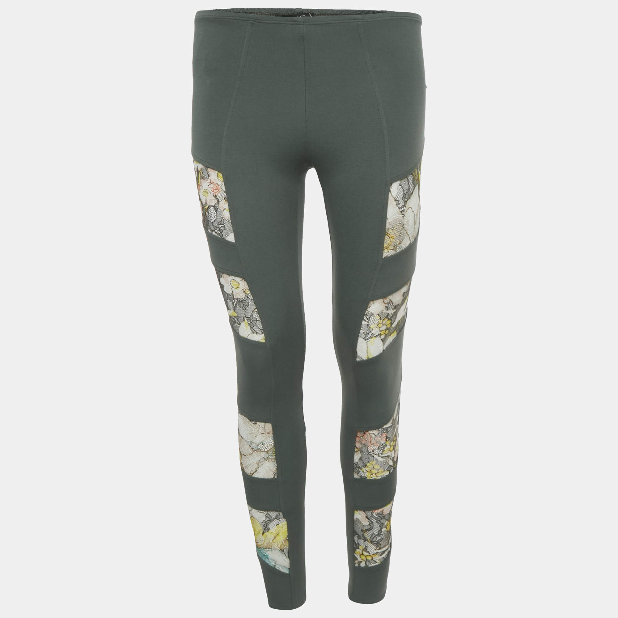 Pre Owned بنطلون إيترو دانتيل وتريكو أخضر مقاس صغير/متوسط