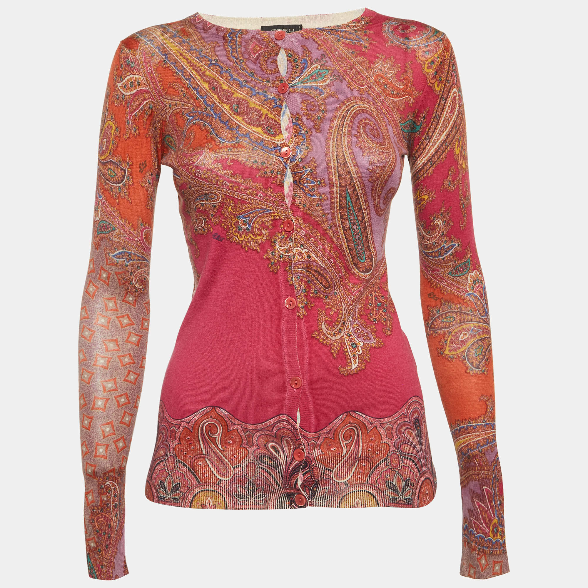 مملوكة مسبقًا Etro Multicolour Paisley Print Knitted Sweaters S