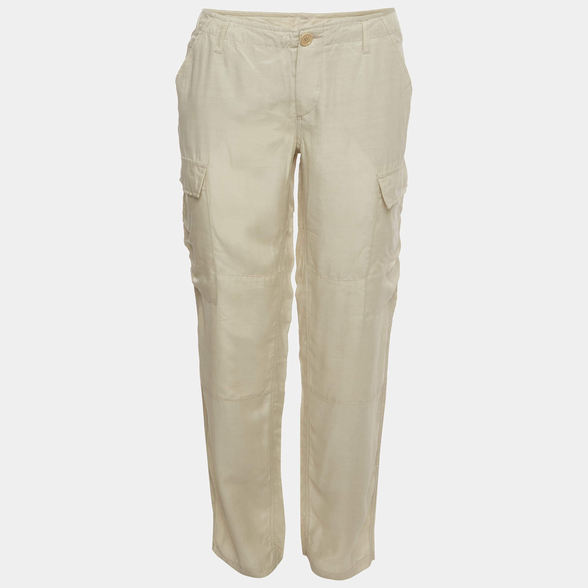 Pre Owned Etro Beige Soft Poplin Cargo Trousers L