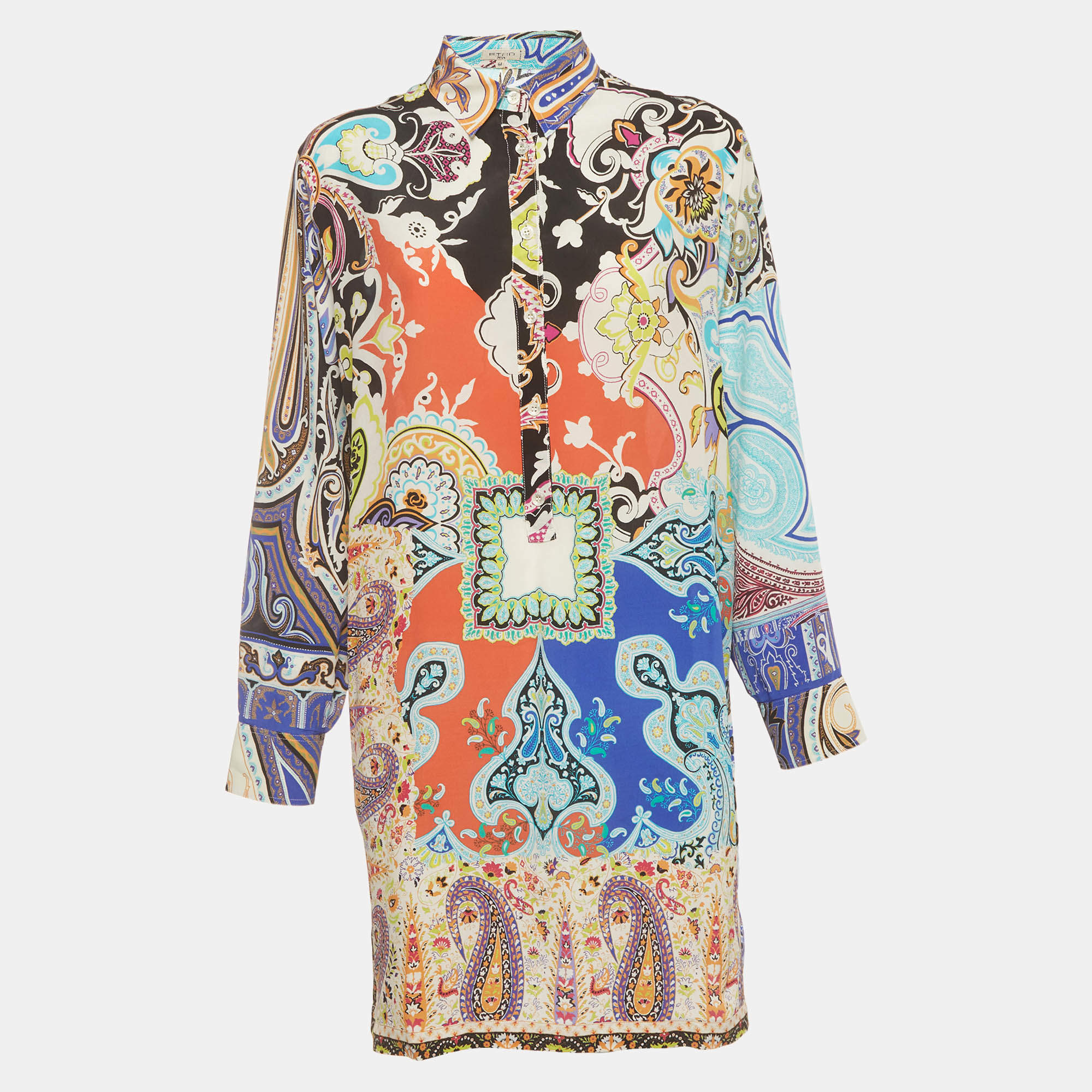 Pre Owned Etro Multicolor Paisley Print Crepe Tunic Dress M