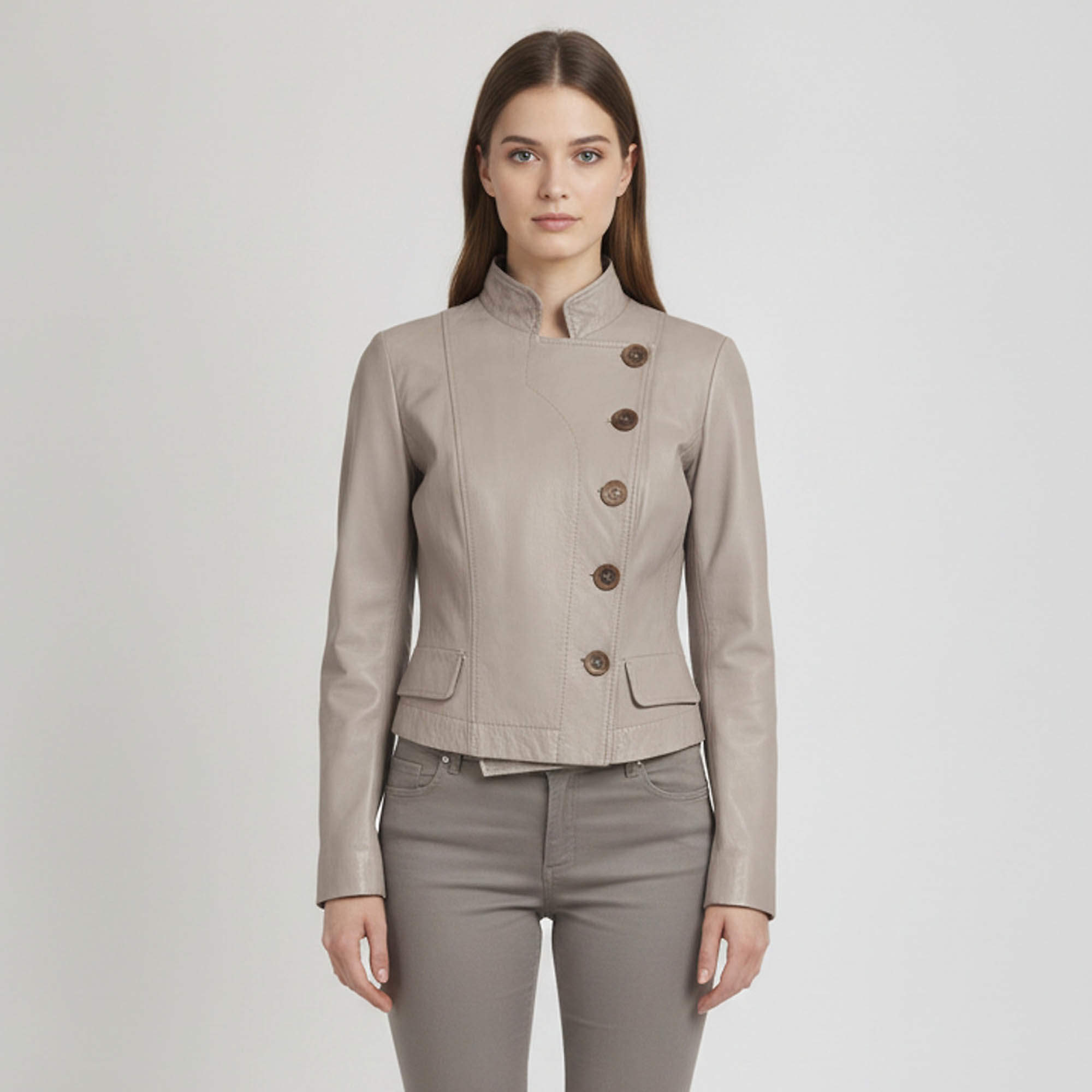 Pre Owned Etro Grey Leather Double Breasted Tailored Jacket M