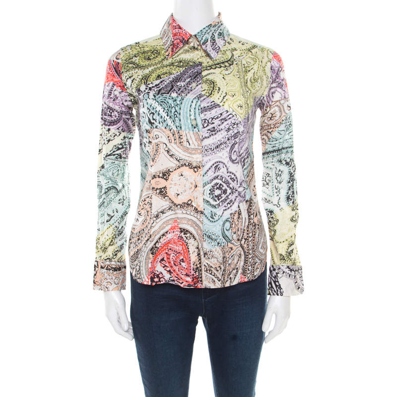 Etro Multicolor Paisley Printed Cotton Long Sleeve Shirt S