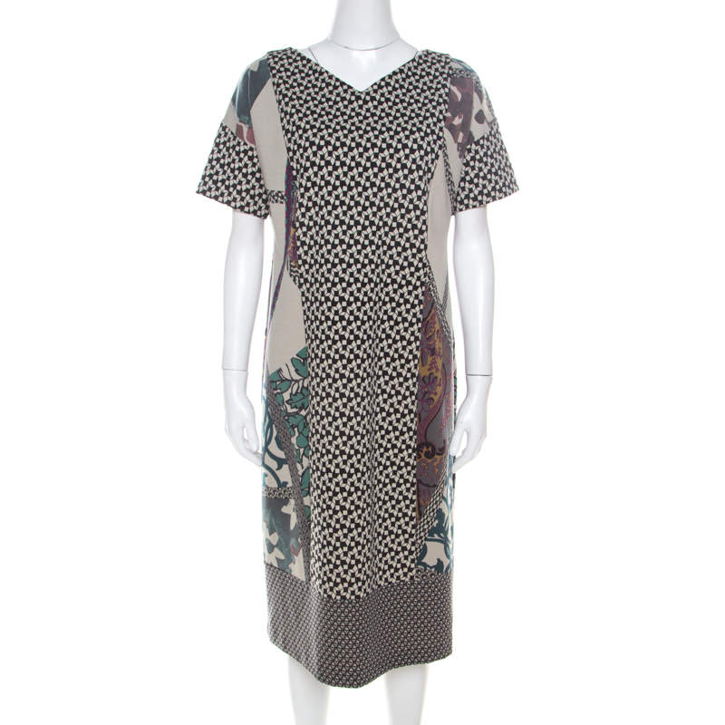 Etro Multicolor Abstract Printed Wool Blend Short Dress L 