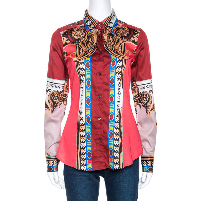 Pre Owned Etro Multicolor Paisley Printed Cotton Tribal Accent Shirt S 