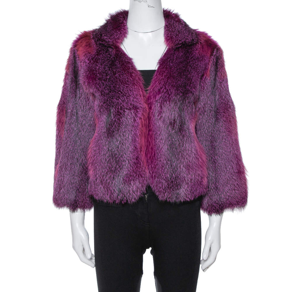 Etro Purple Fox Fur Jacket M