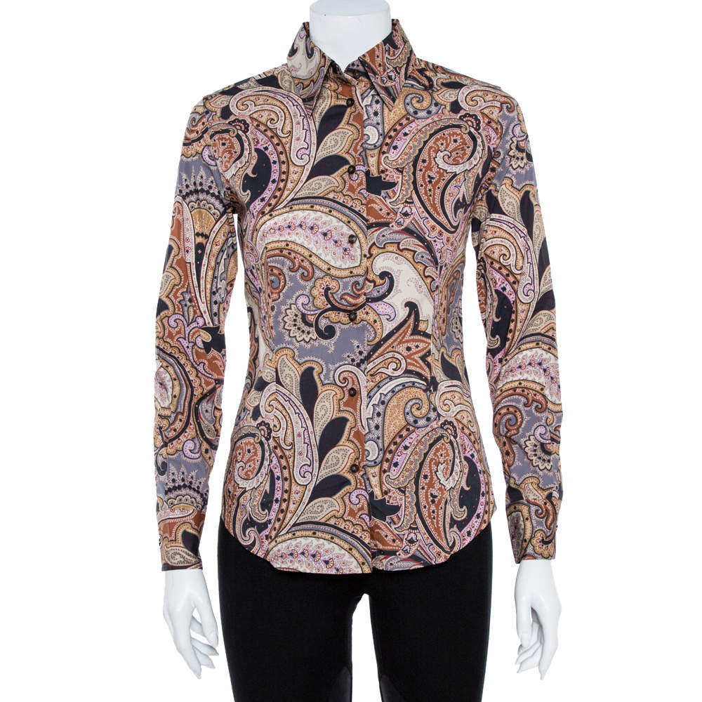 Etro Multicolor Cotton Print Fitted Shirt S Etro | The Luxury Closet