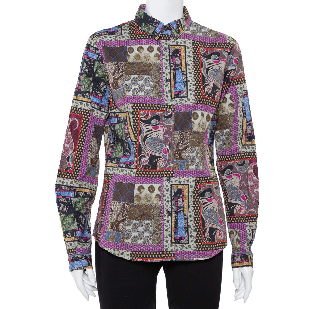 Etro Multicolor Paisley Printed Button Front Fitted Shirt L