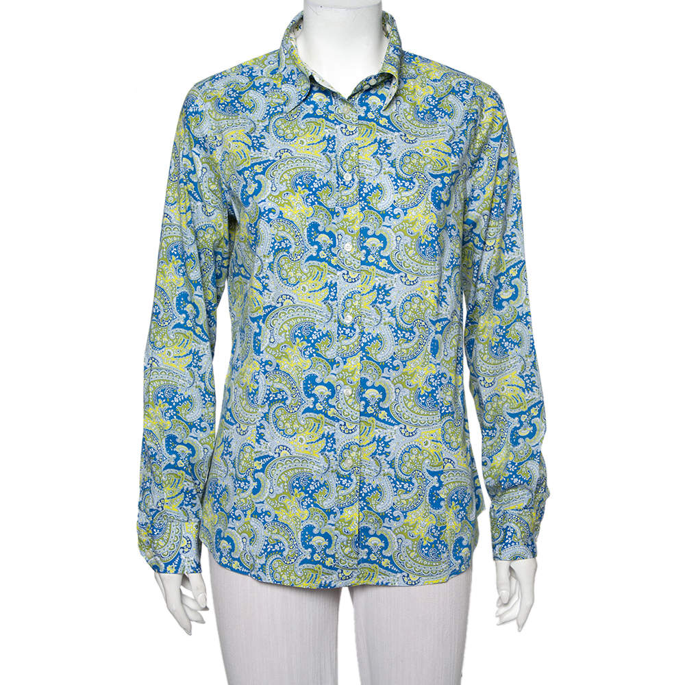 مملوكة مسبقًا Etro Multicolor Paisley Printed Cotton Button Front Shirt L
