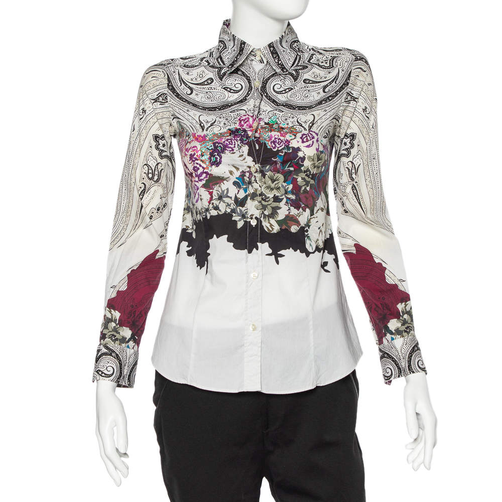 Pre Owned Etro Multicolor Printed Cotton Button Front Fitted Shirt S