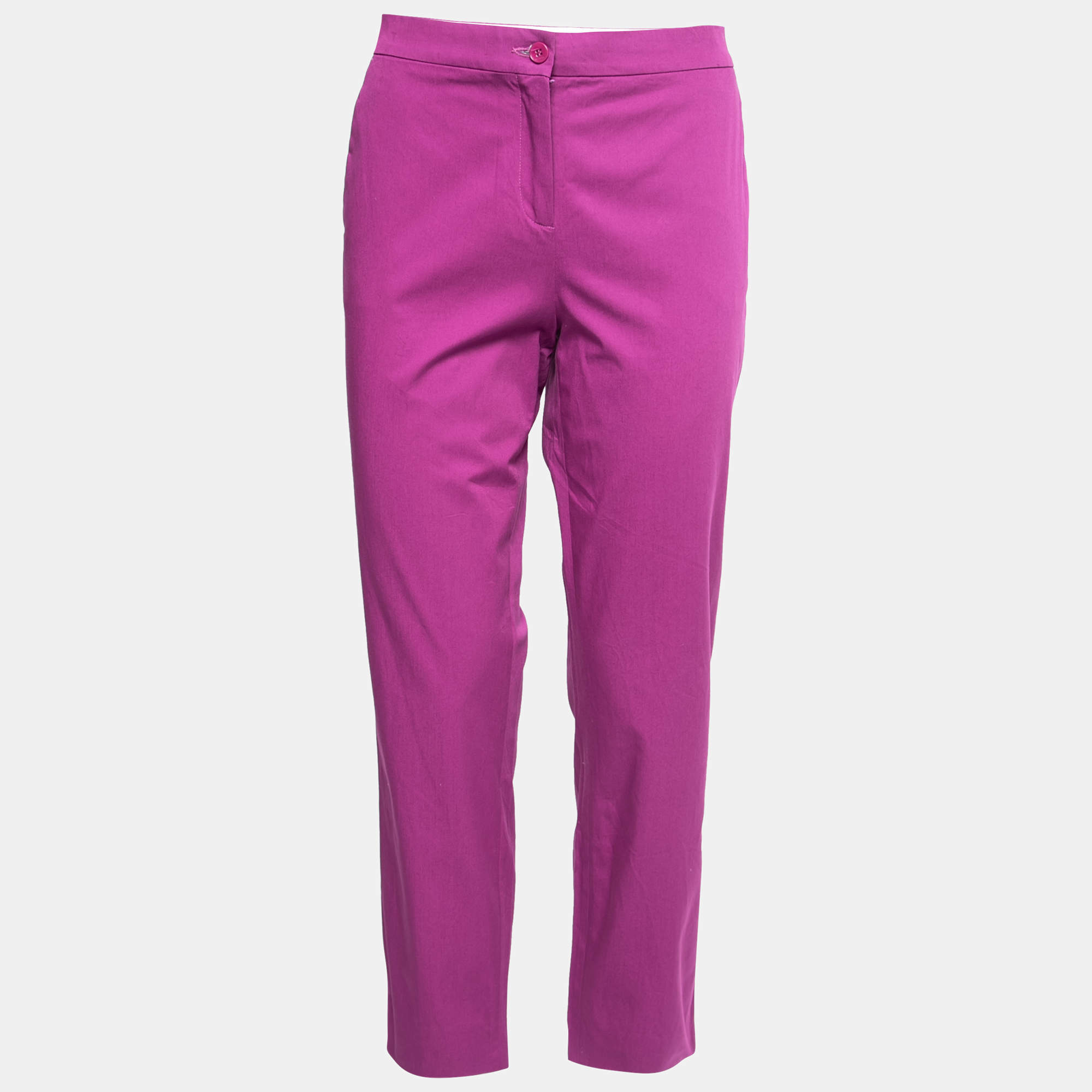Pre Owned Etro Pink Cotton Straight Fit Pants M