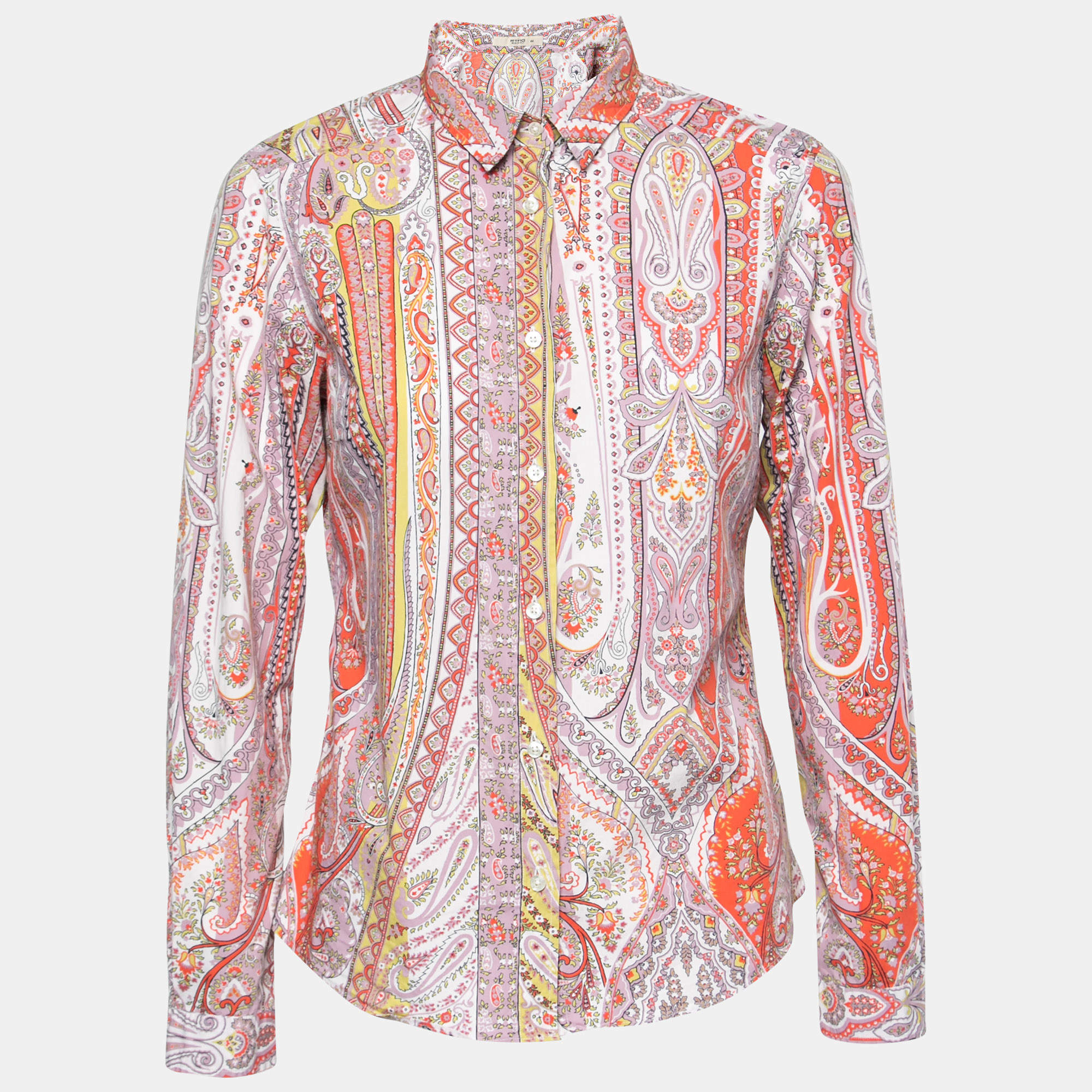 مملوكة مسبقًا قميص إيترو قطن بيزلي  متعدد الألوان بأزرار أمامية مقاس متوسط - ميديوم