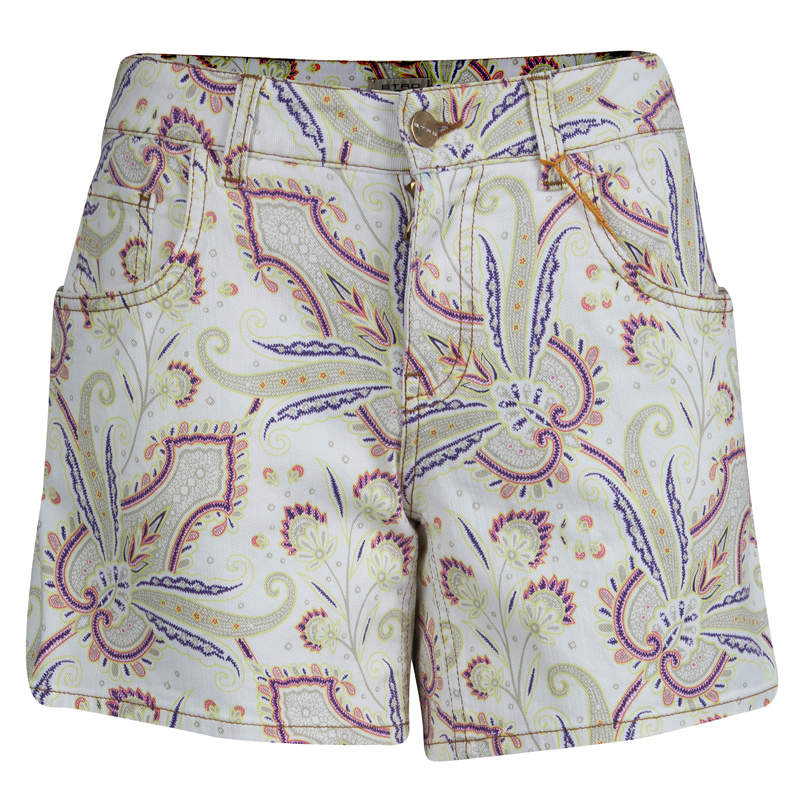 Etro Paisley Printed Denim Shorts M