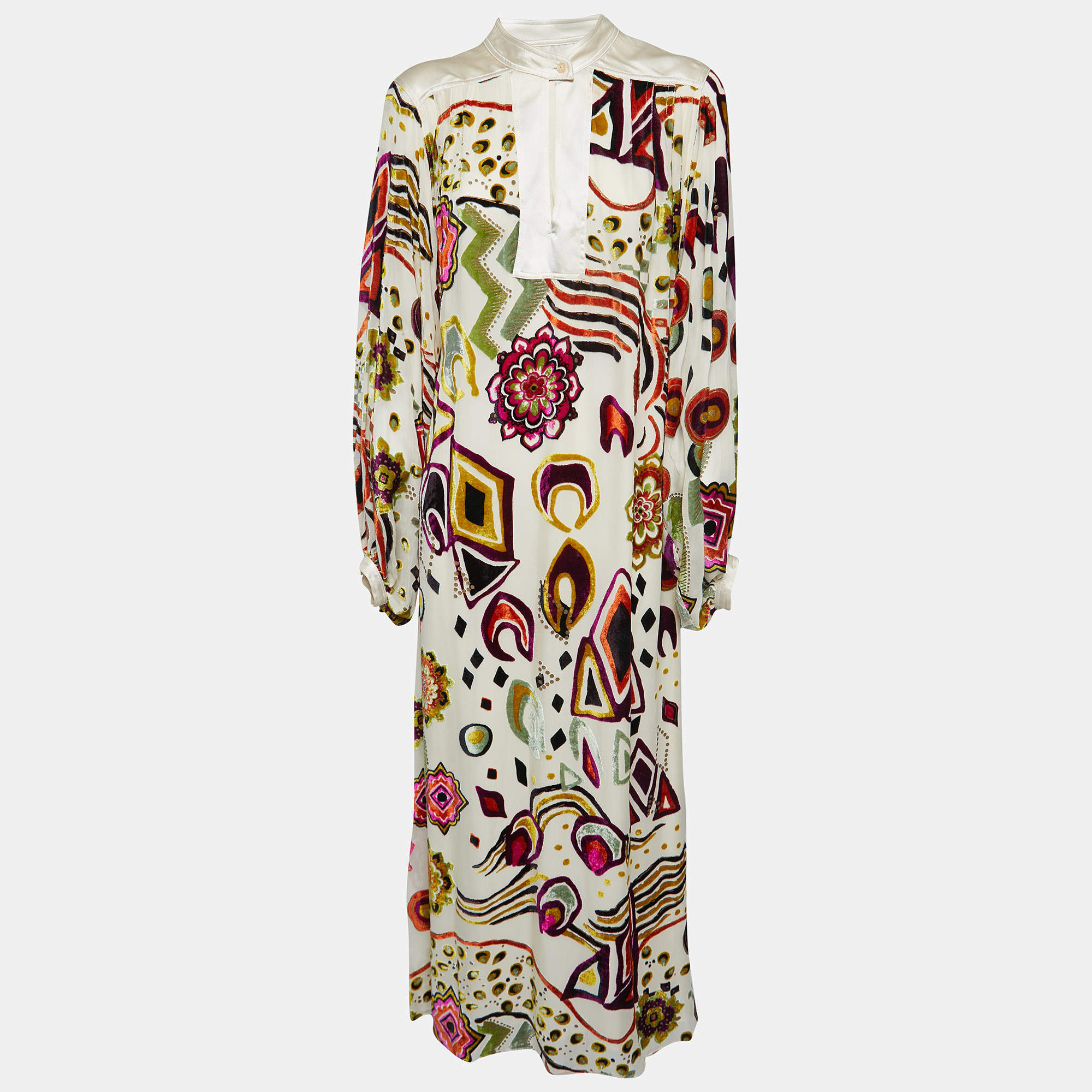 Pre Owned Etro Cream Floral Devour Maxi Dress M