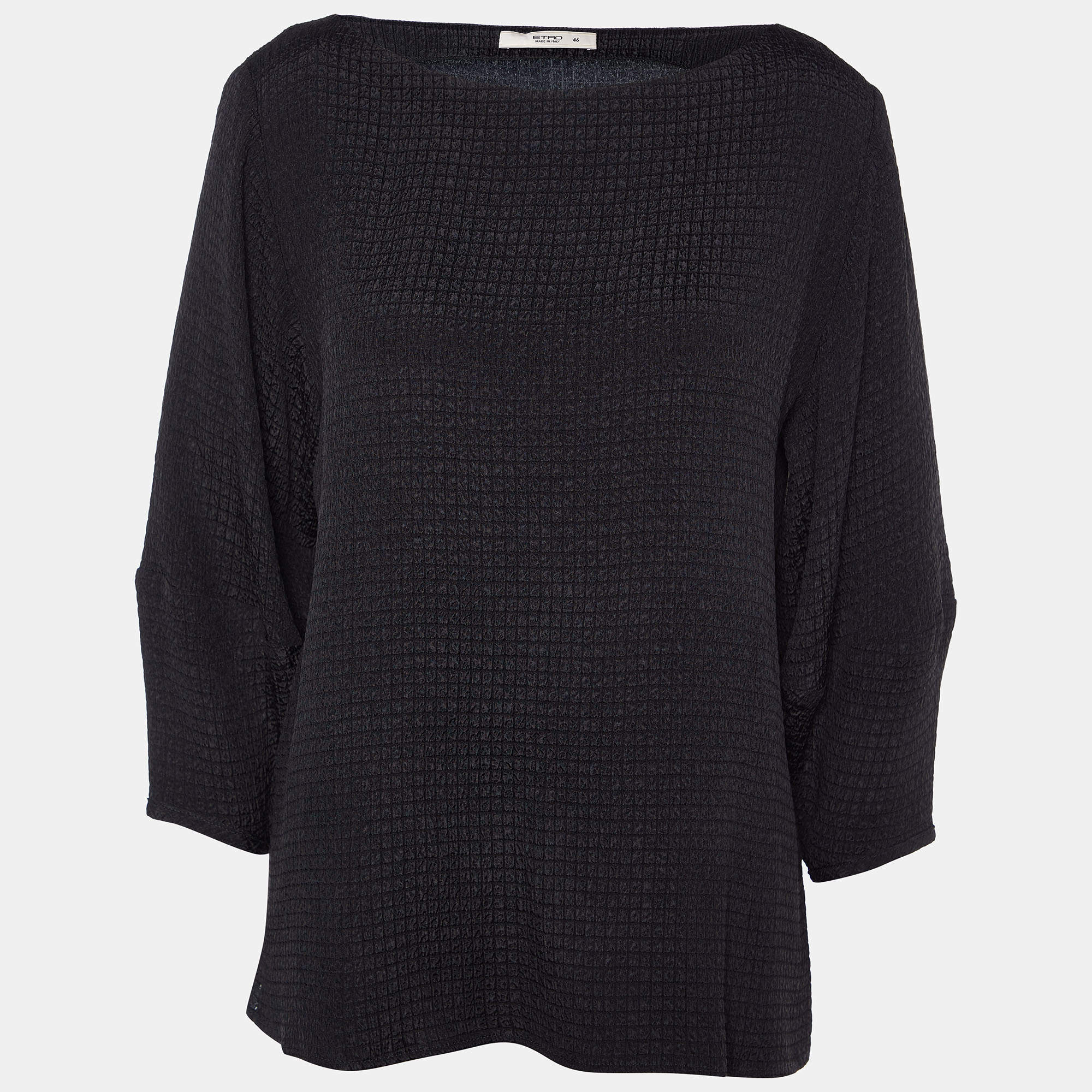 مملوكة مسبقًا Etro Black Square Patterned Knit Top L