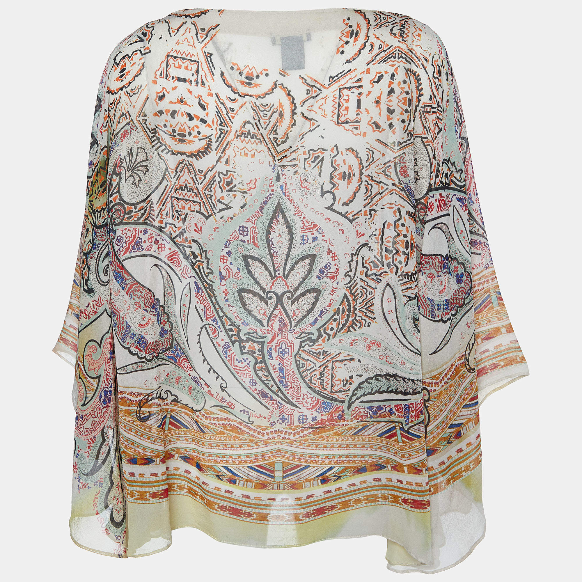 Etro Cream Printed Silk Kaftan Top (One Size)