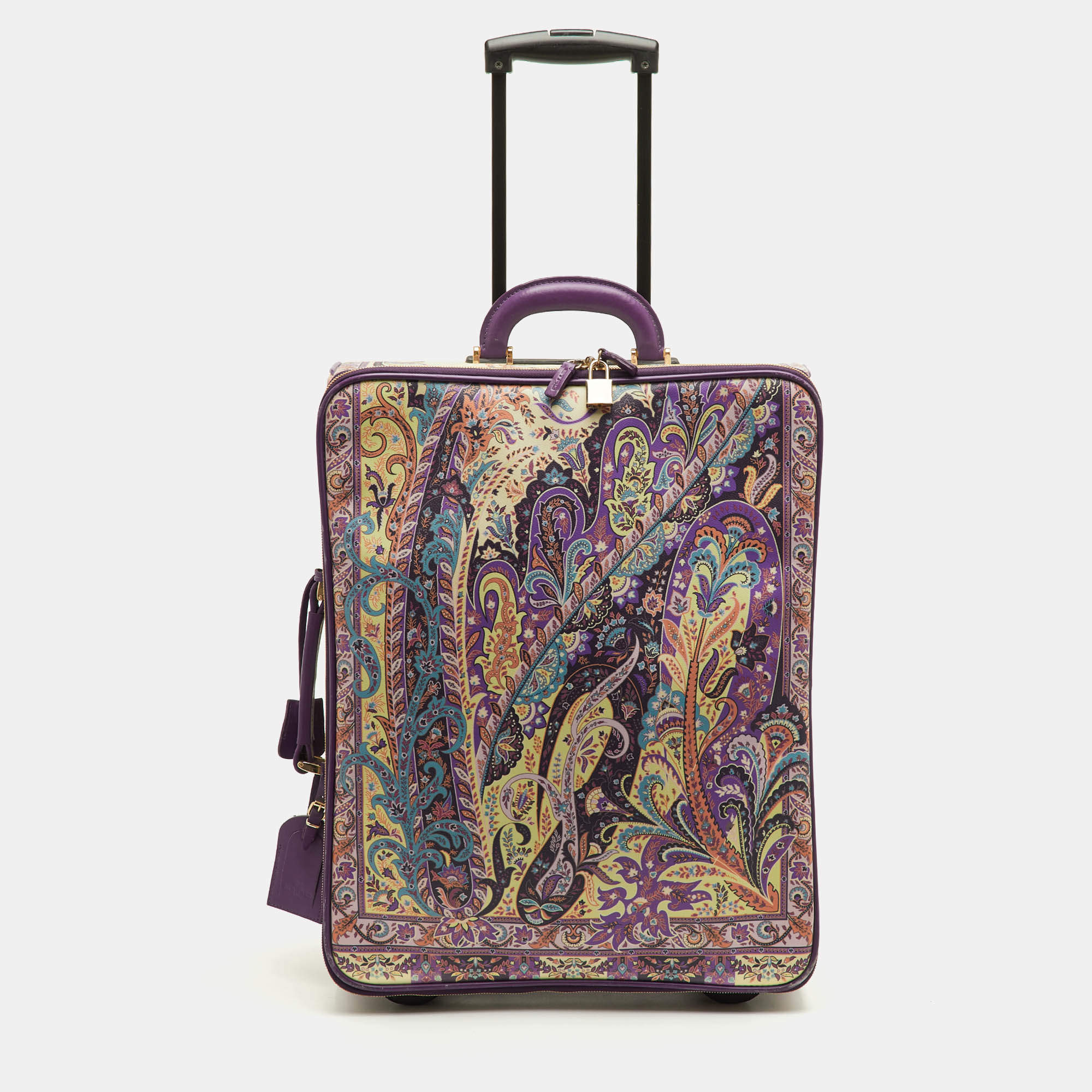 مملوكة مسبقًا Etro Multicolor Paisley Print Coated Canvas and Leather Rolling Suitcase