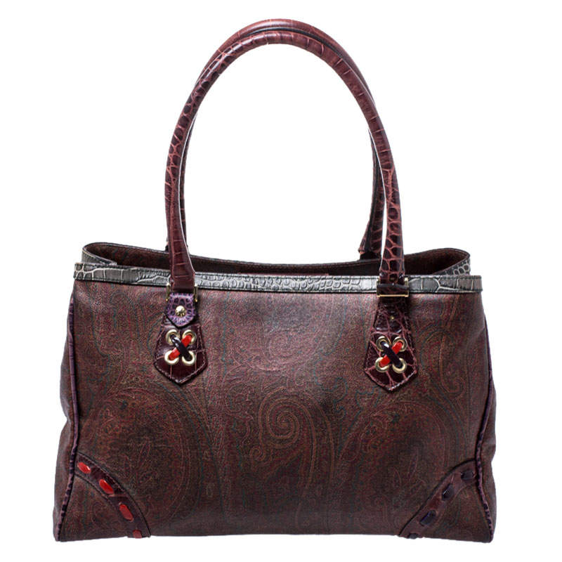 Pre Owned Etro Multicolor Paisley Printed Coated Canvas Tote