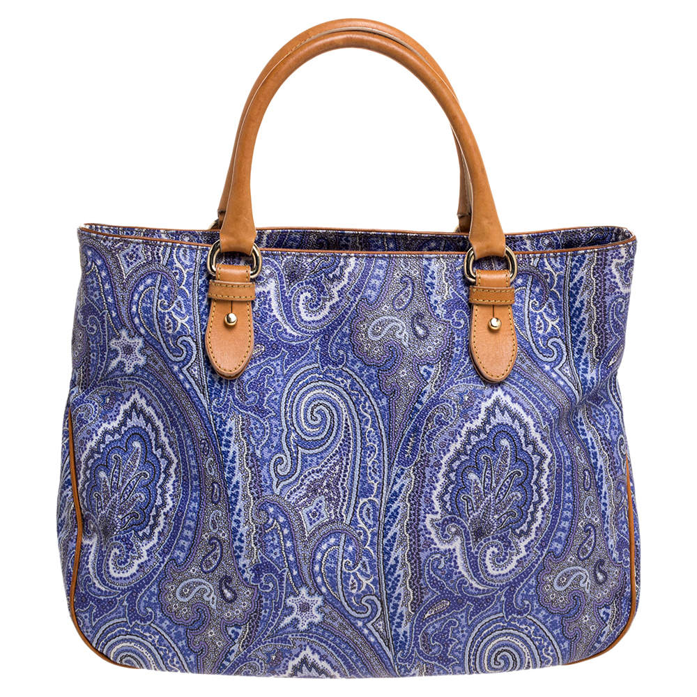Etro Multicolor Paisley Print Coated Canvas and Leather Tote