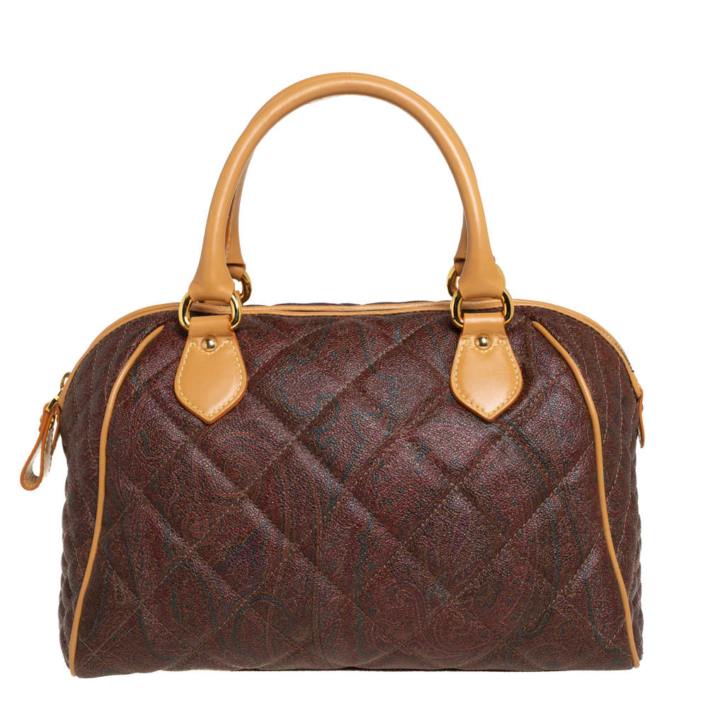 مملوكة مسبقًا حقيبة إيترو كانفاي مقوى بيزلي مطبوع وجلد بسحاب