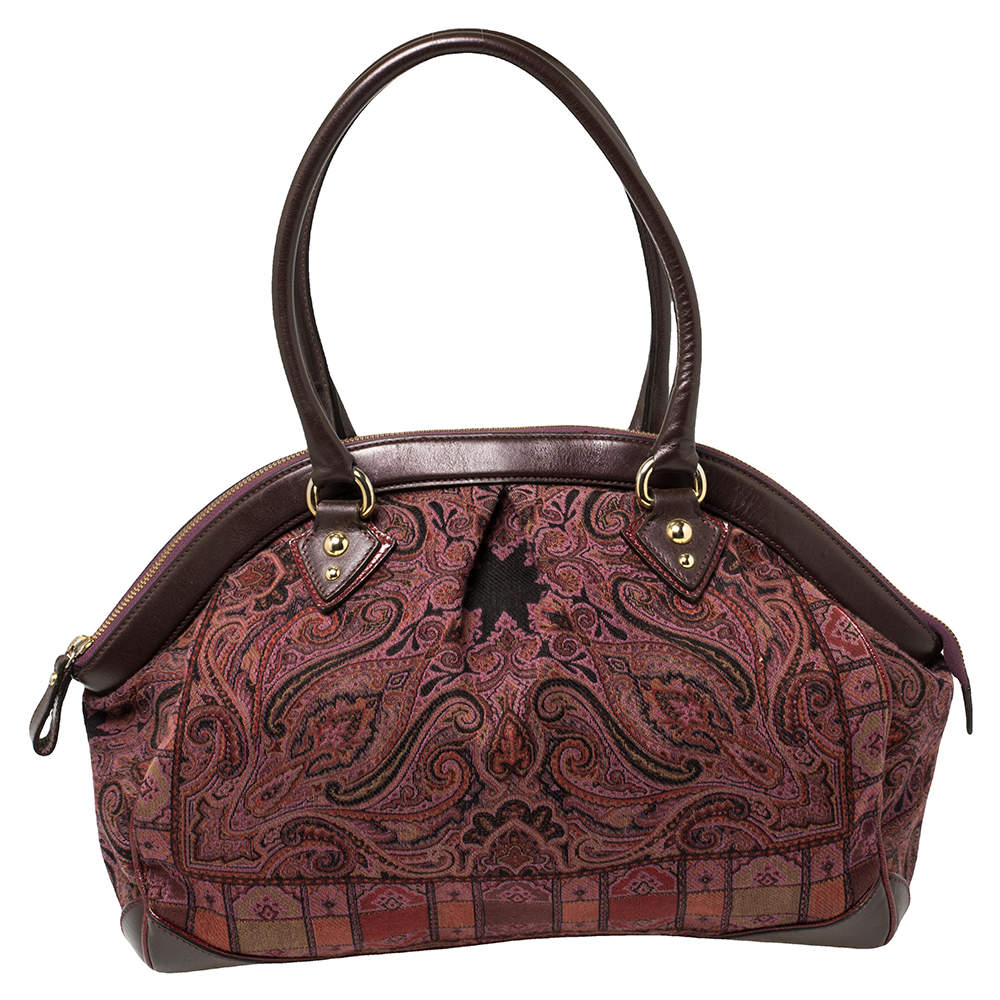 Etro Multicolor Paisley Print Fabric and Leather Zip Satchel 