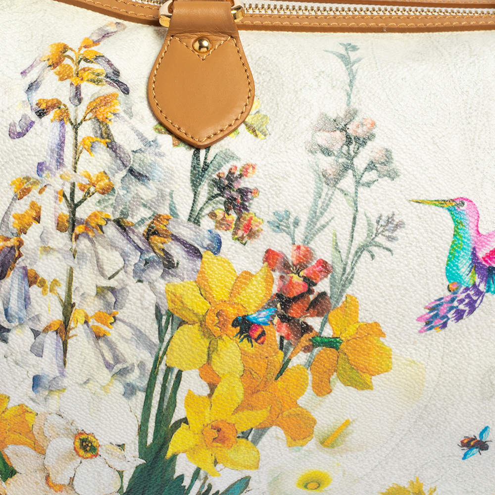 Etro Multicolor Floral Print Coated Canvas and Leather Boston Bag Etro