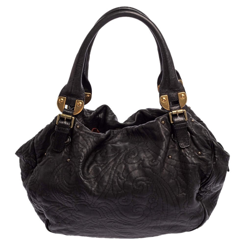 Etro Black Leather Top Handle Satchel