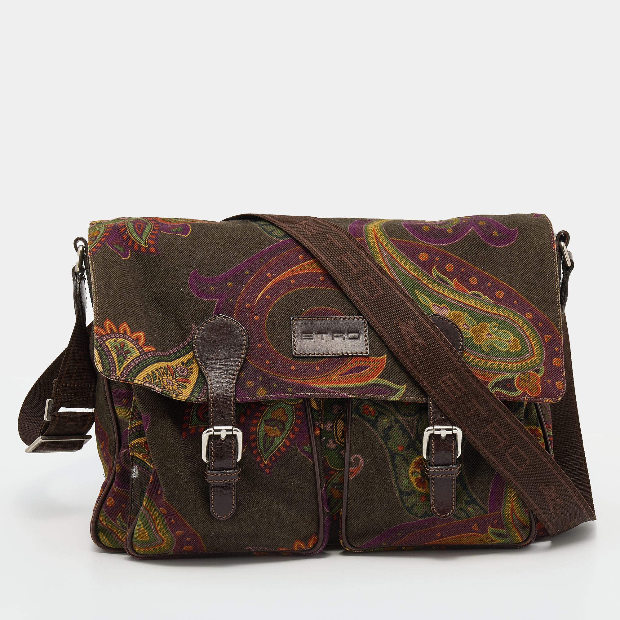 Pre Owned Etro Multicolor Paisley Fabric and Leather Messenger Bag