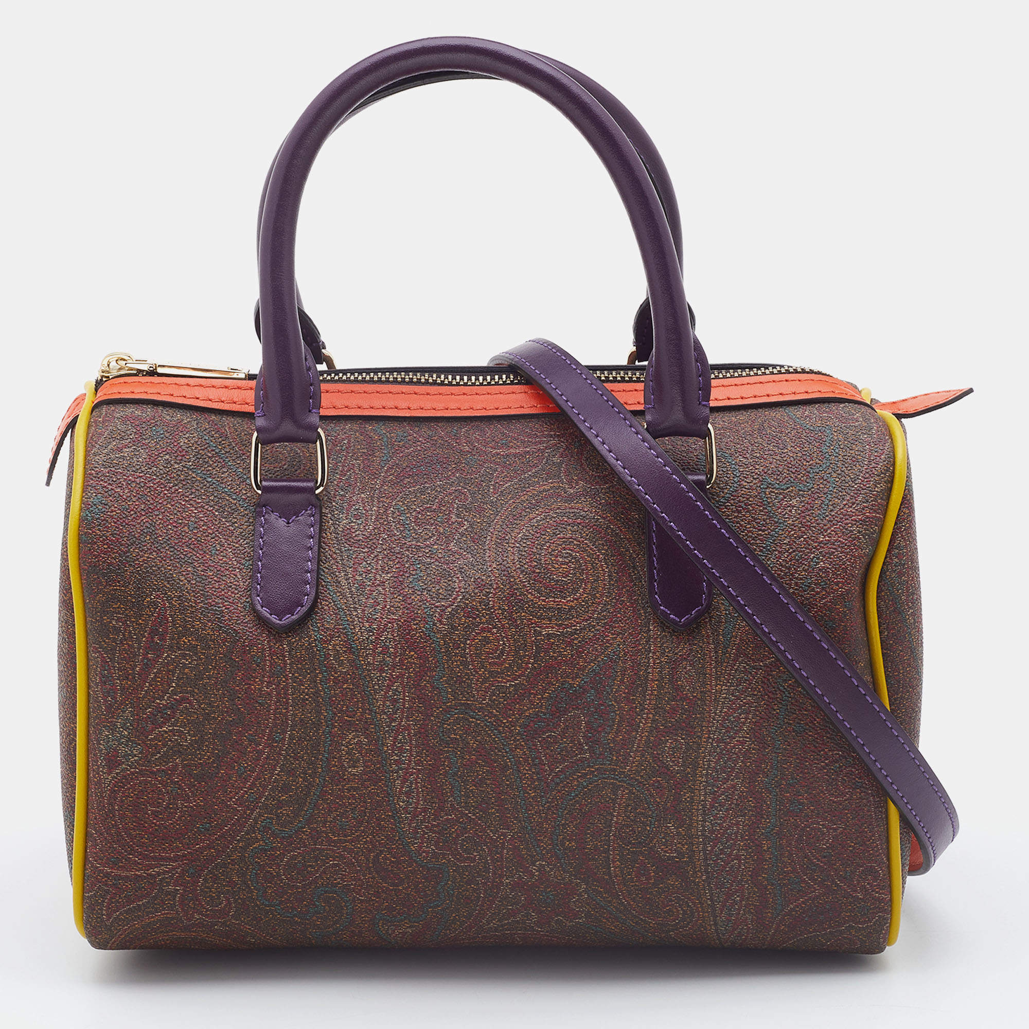 Pre Owned Etro Multicolour Paisley Print Coated Canvas and Leather Bowler Bag
