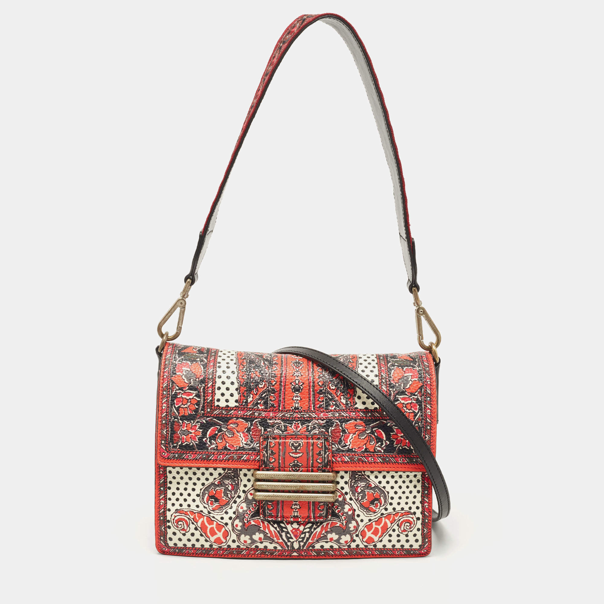 Pre Owned Etro Multicolor Printed Leather Crossbody Bag