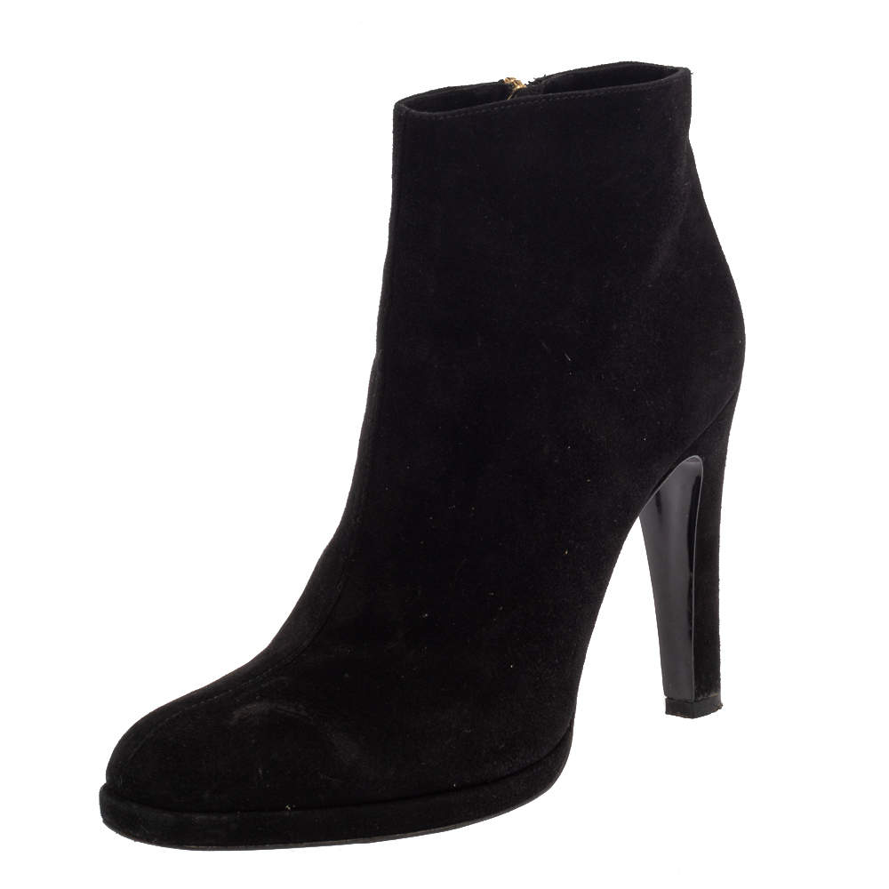 Etro Black Suede  Ankle Platform Boots Size 39.5