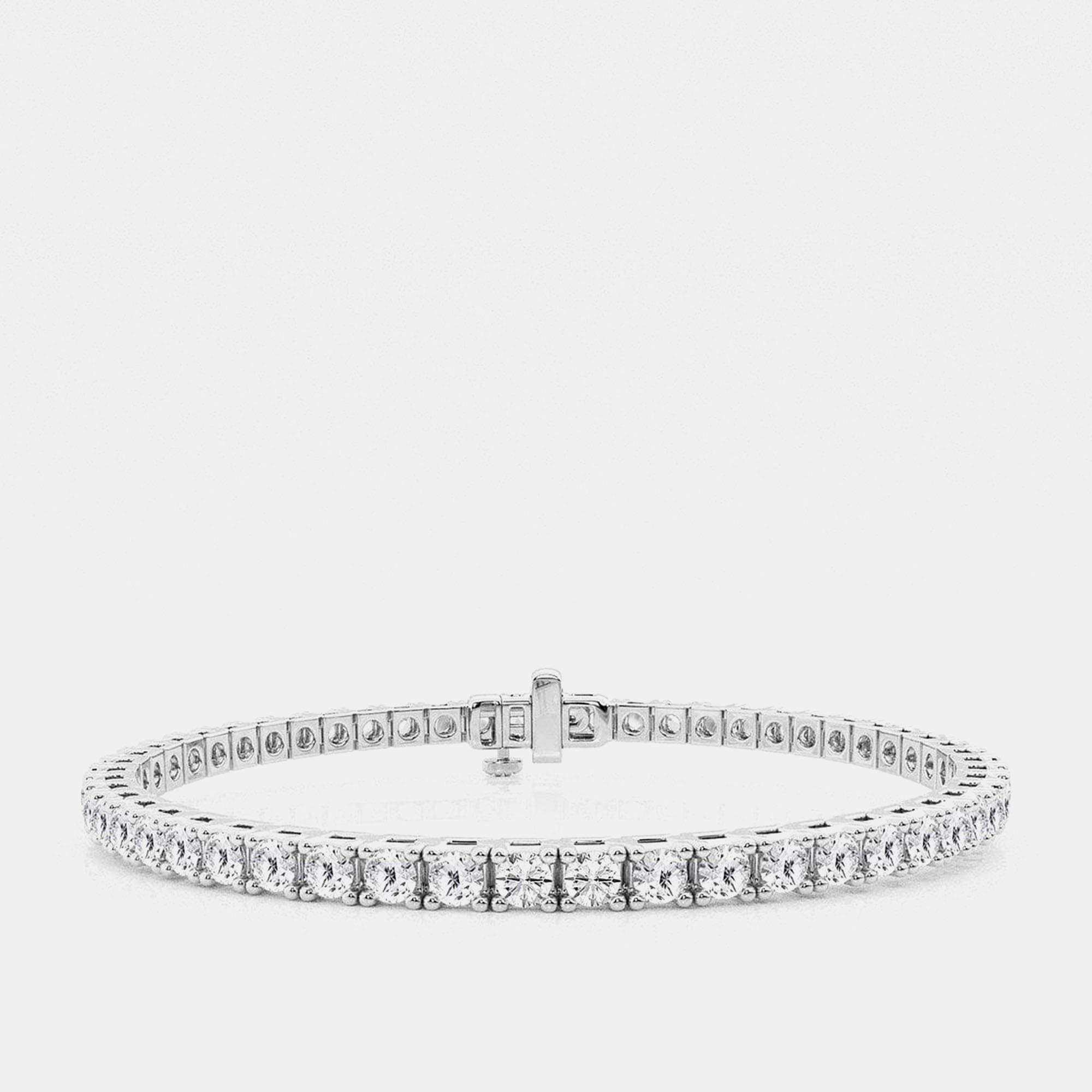 14K White Gold Round Lab Grown Diamond Four Prong Box Tennis Bracelet (5 ctw)