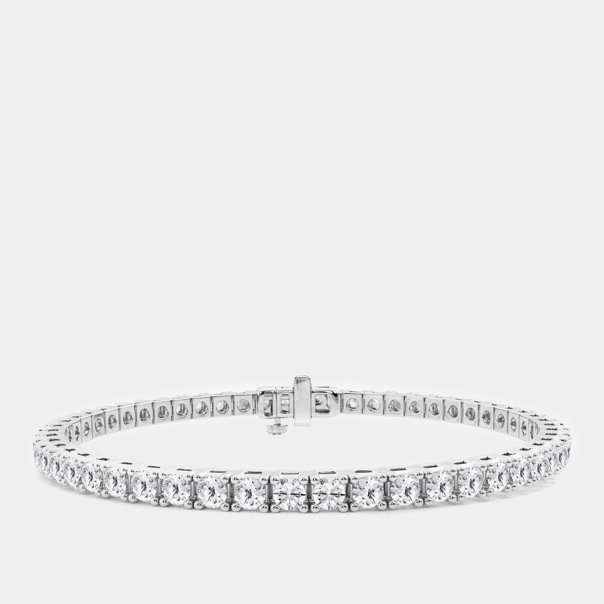 14K White Gold Round Lab Grown Diamond Four Prong Box Tennis Bracelet (8 ctw)