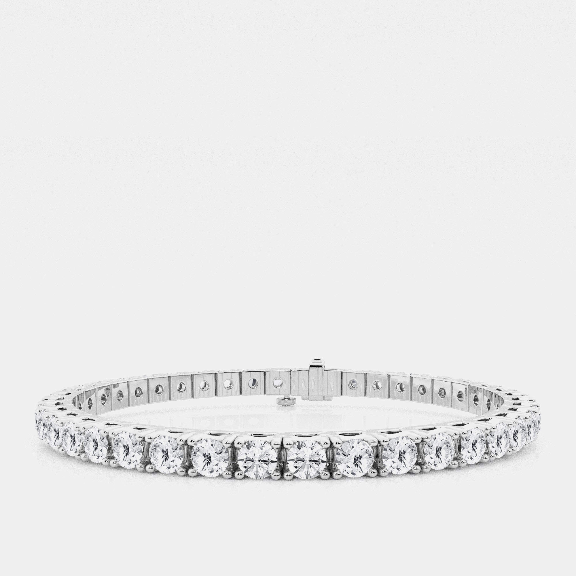14K White Gold Round Lab Grown Diamond Four Prong Box Tennis Bracelet (8 ctw)