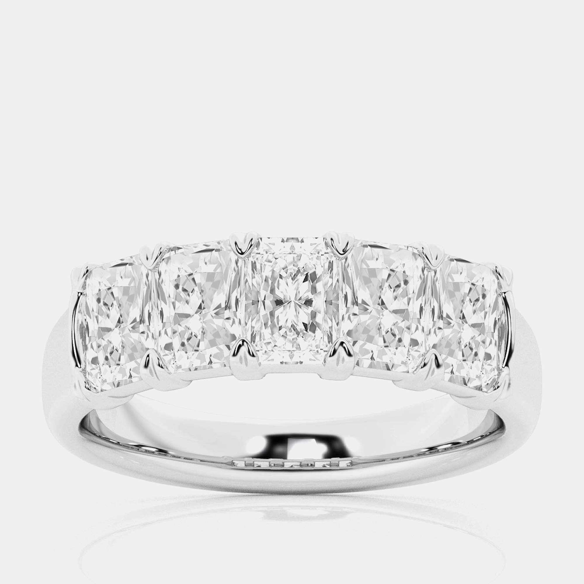 14K White Gold Elongated Cushion Lab Grown Diamond Five-Stone Anniversary Band US 7 (4 ctw) 