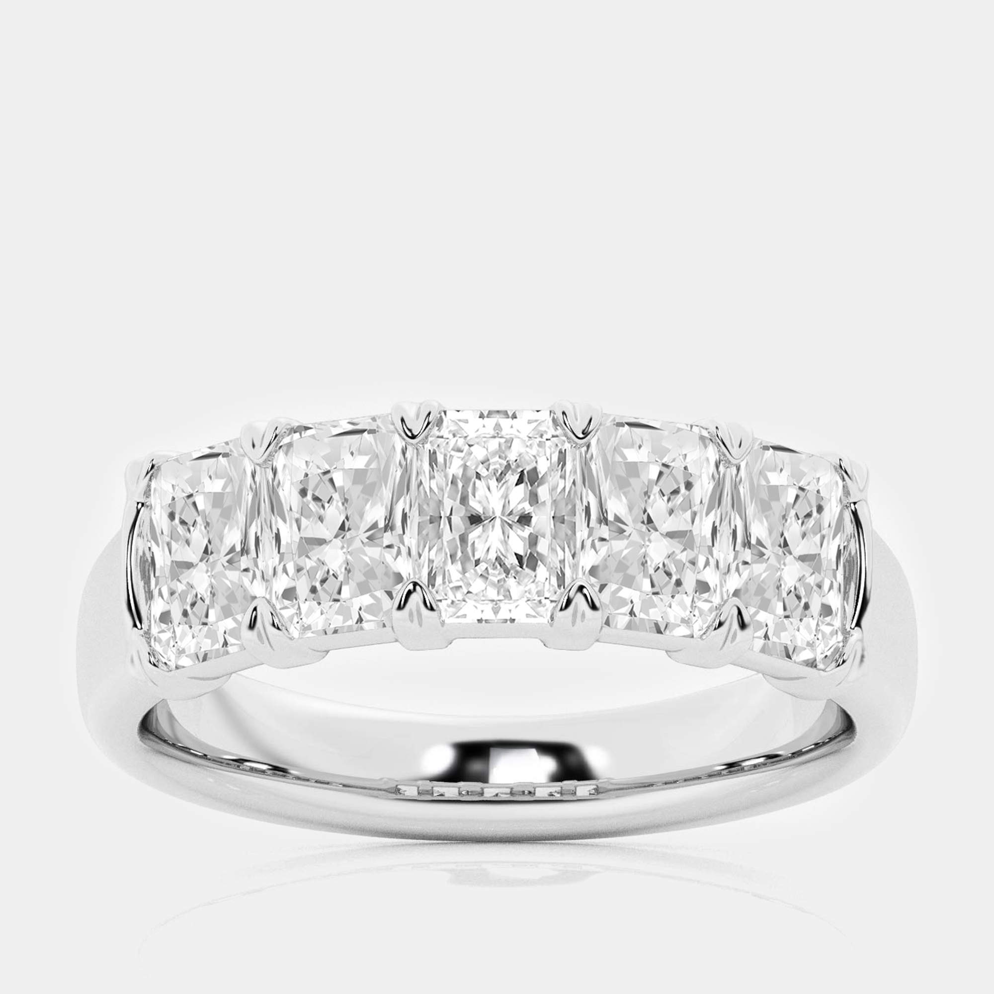 14K White Gold Elongated Cushion Lab Grown Diamond Five-Stone Anniversary Band US 7 (5 ctw) 