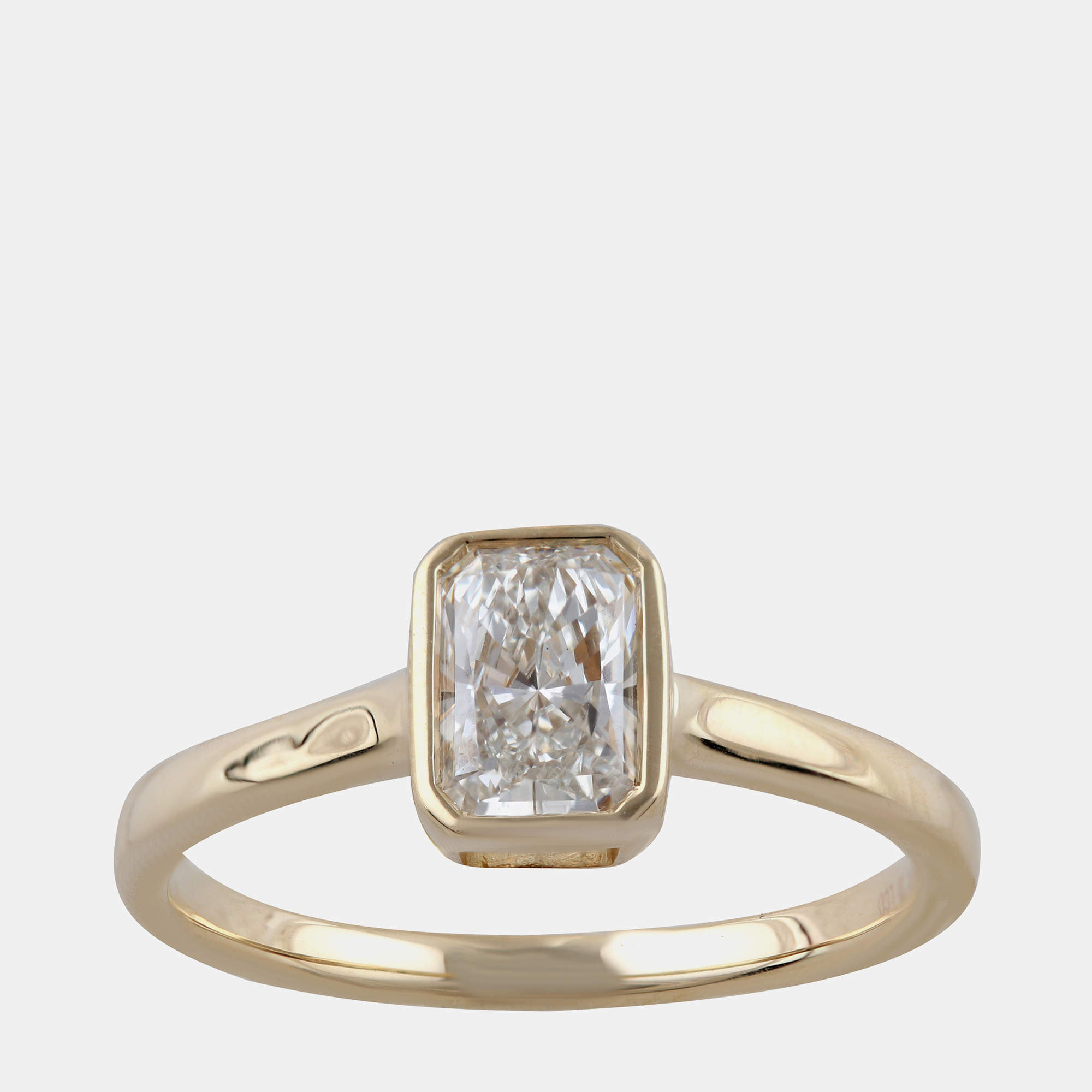 14K Yellow Gold  Lab Grown Diamond Bazle Solitaire Ring (0.7 cts) US 7