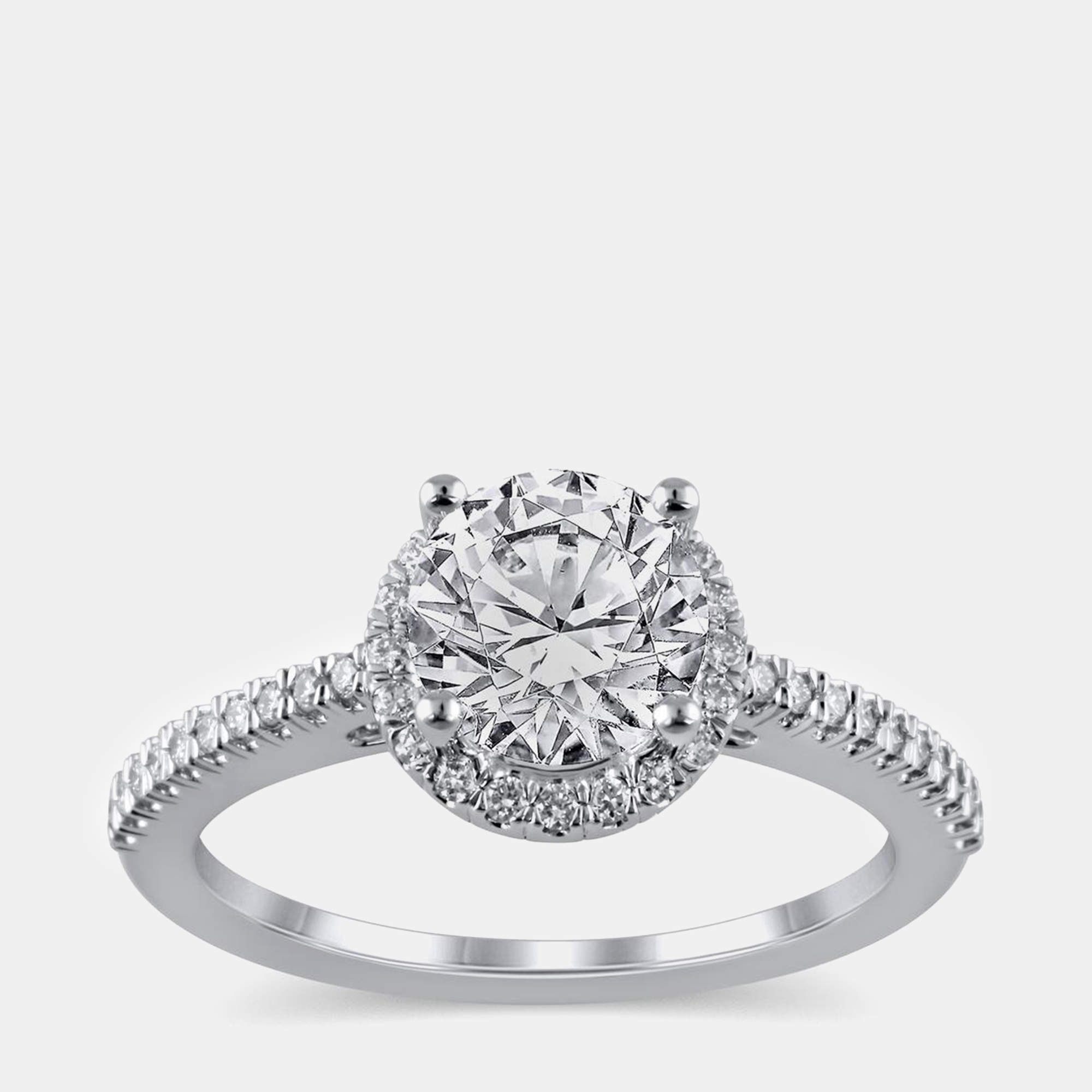 14K White Gold  Lab Grown Diamond Engagement Ring (1 cts) US 7