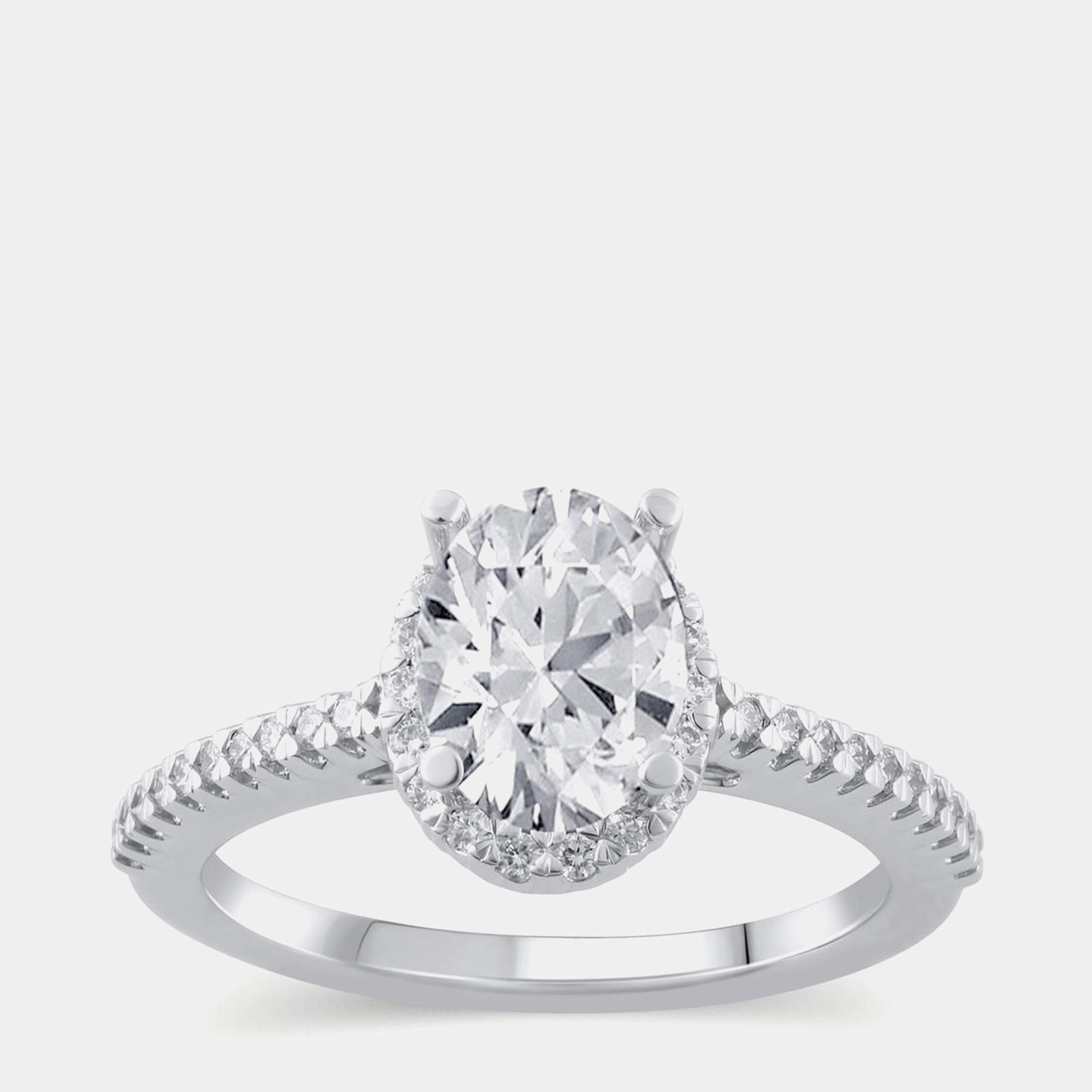 14K White Gold  Lab Grown Diamond Engagement Ring (1 cts) US 7