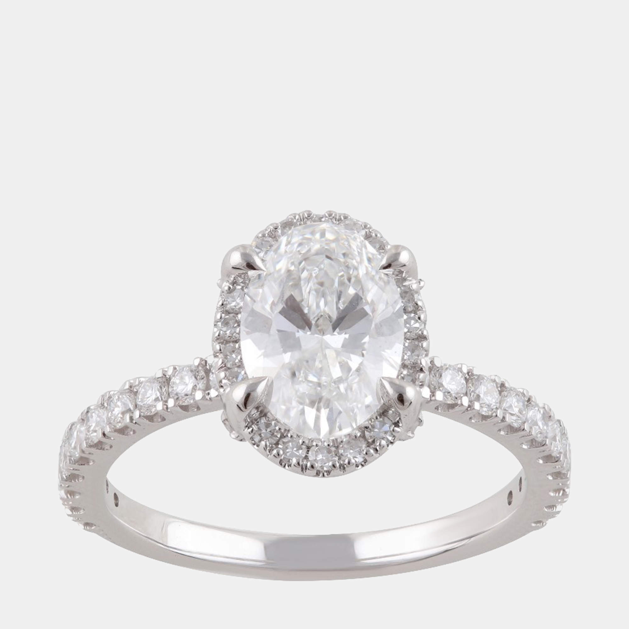 Pre Owned خاتم خطوبة من الألماس الصناعي بذهب أبيض عيار 14 مقاس أمريكي 7 (1.23 وزن قيراط)