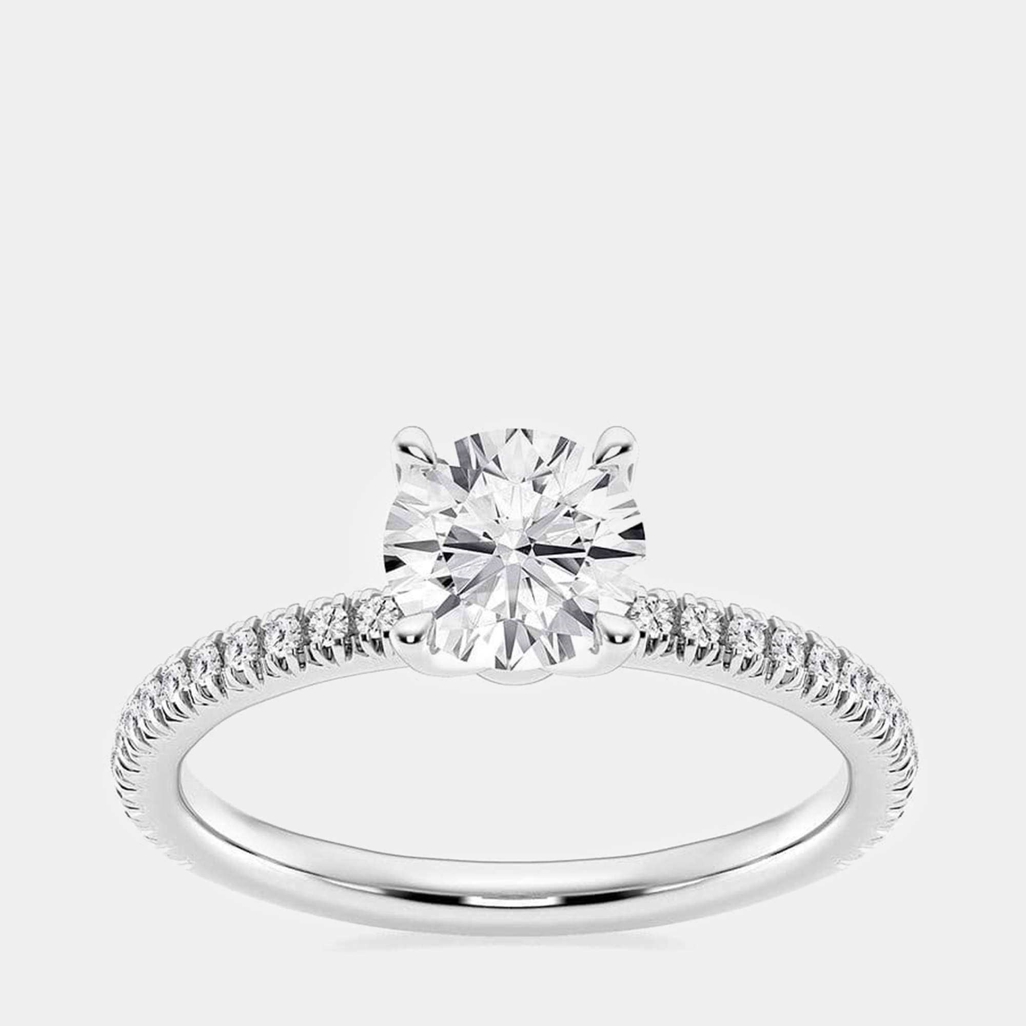 Pre Owned خاتم خطوبة من الألماس الصناعي بذهب أبيض عيار 14 مقاس أمريكي 7 (1.54 وزن قيراط)