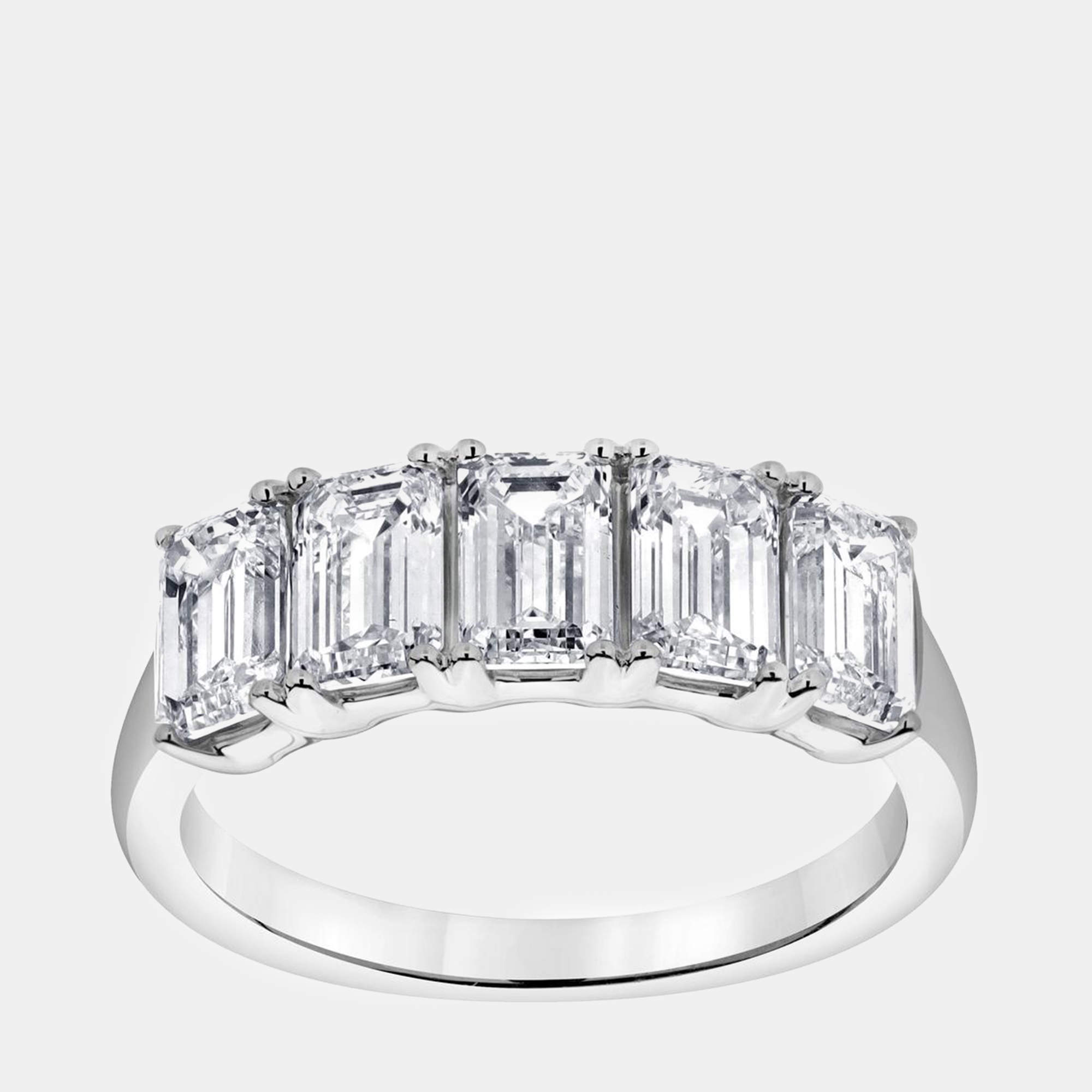 14K White Gold  Lab Grown Diamond Five Stone Band (3.1 cts)