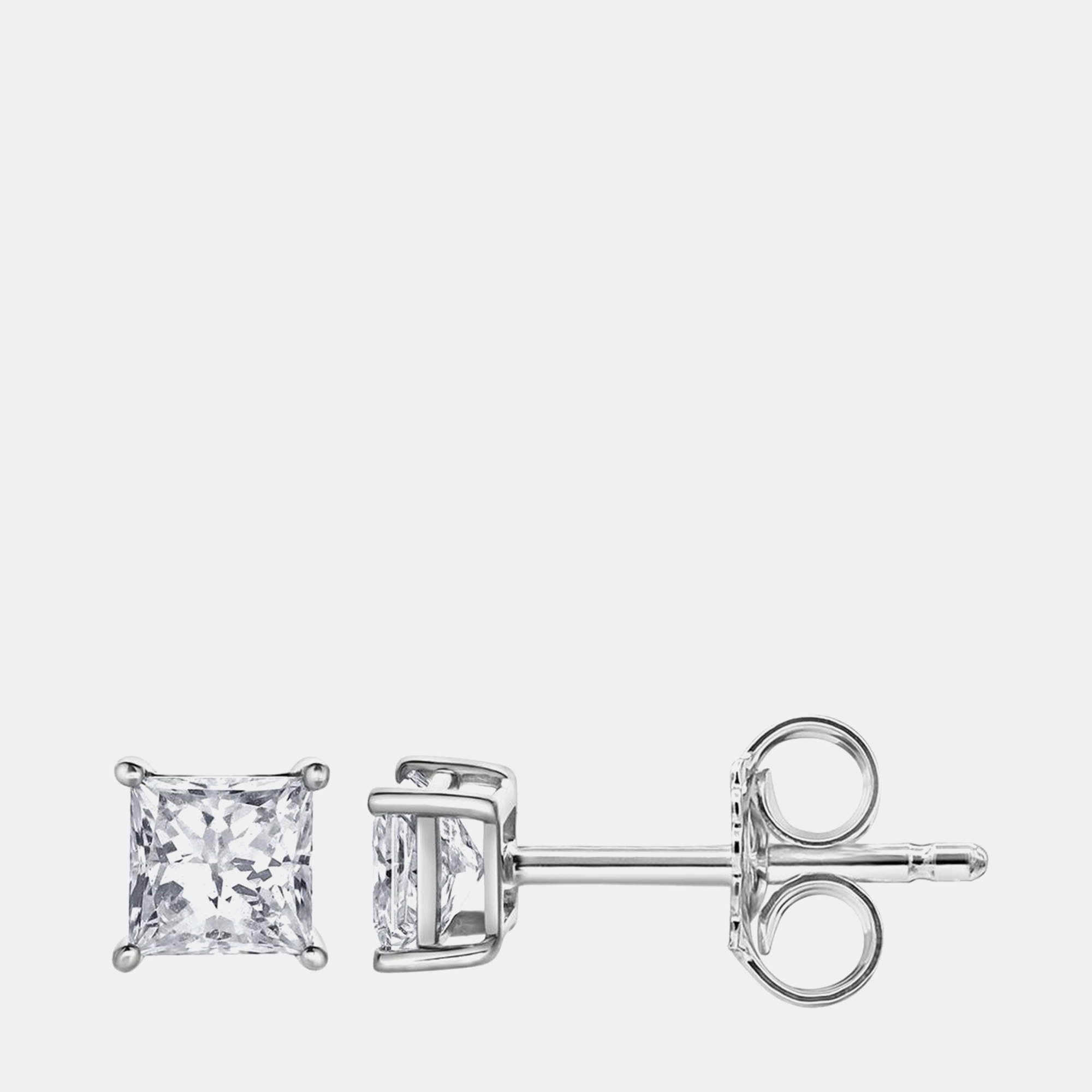 14K White Gold  Lab Grown Diamond Basic Stud Earring (0.66 cts)