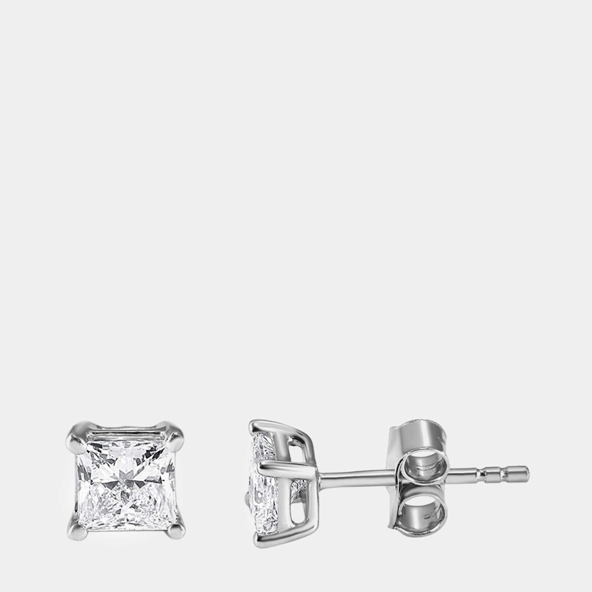 14K White Gold  Lab Grown Diamond Basic Stud Earring (0.8 cts)